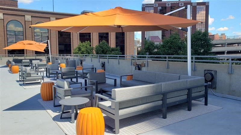 The Plaza Apartments in Grand Rapids, MI  Rooftop Pickleball & Sports Deck
