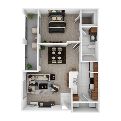 a floor plan of a 1 bedroom apartment