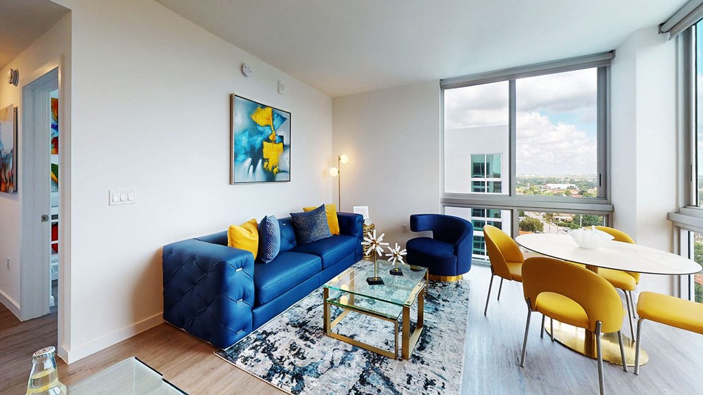 Living room at Douglas Enclave, Miami, FL, 33125.