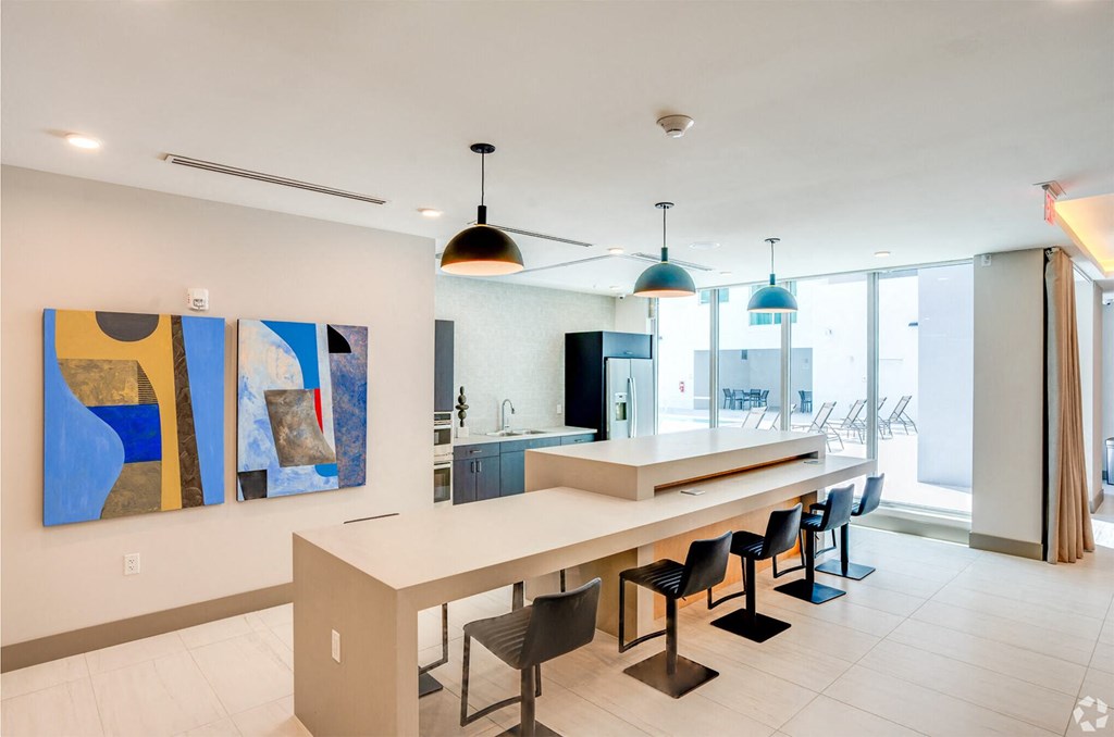 Clubhouse kitchen at Douglas Enclave, Miami, FL.