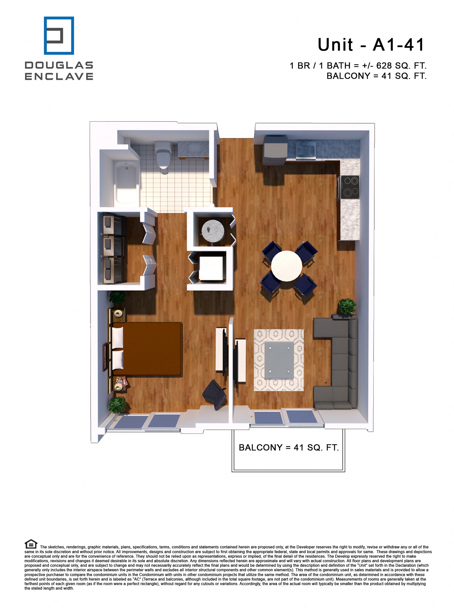 1 bed  1bath floor plan F at Douglas Enclave - Opening February 2023, Miami