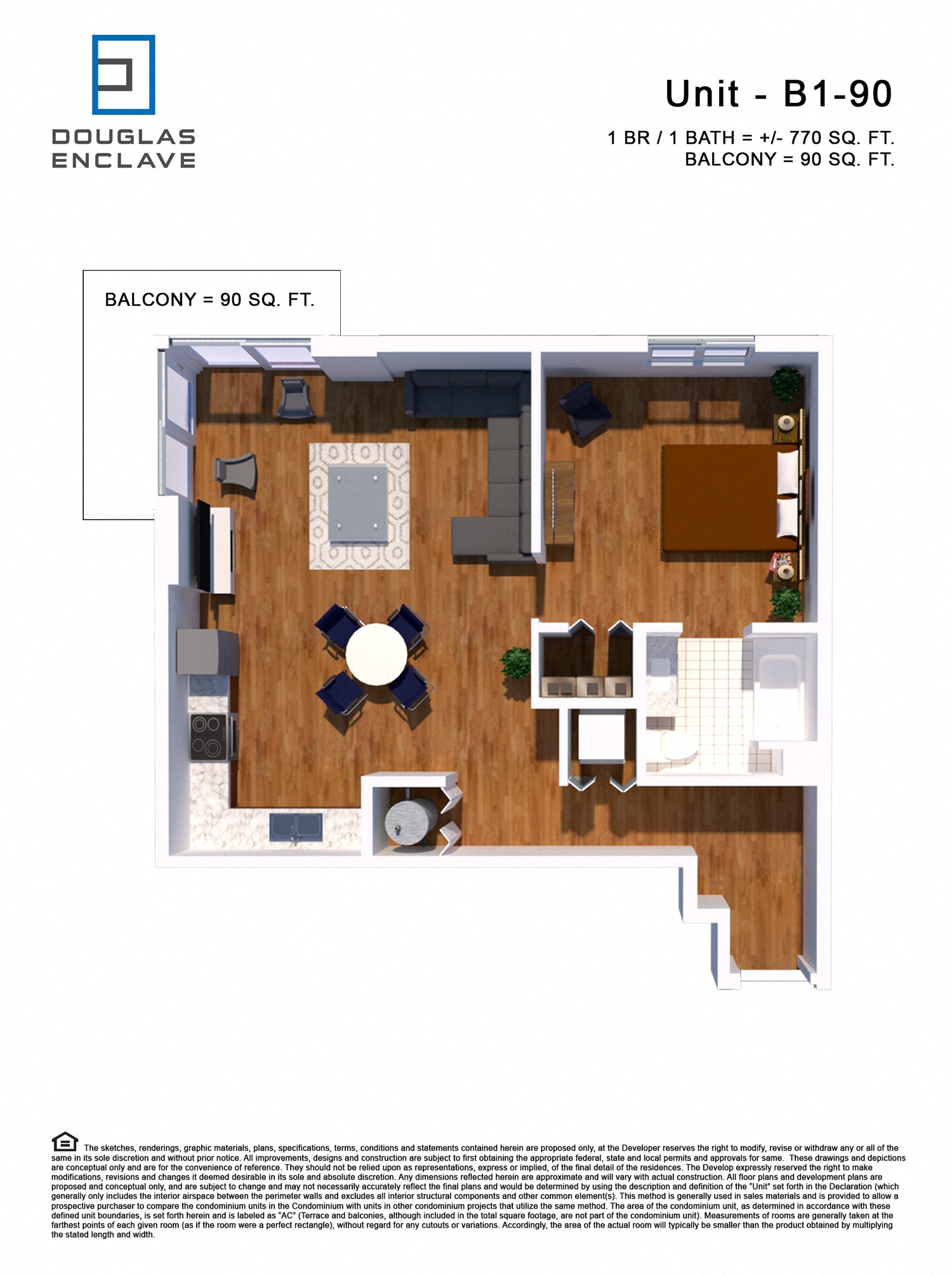 1 bed  1bath floor plan O at Douglas Enclave - Opening February 2023, Florida, 33125