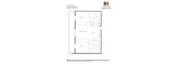 A floor plan for a 2 bedroom, 2 bathroom apartment at Havana Enclave.