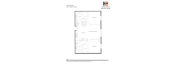 A floor plan for a 2 bedroom, 2 bathroom unit at Havana Enclave.
