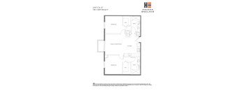 A floor plan for a 2BR/2BATH apartment at Havana Enclave.
