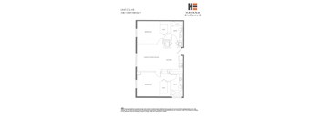 A floor plan for a 2BR/2BATH apartment at Havana Enclave.