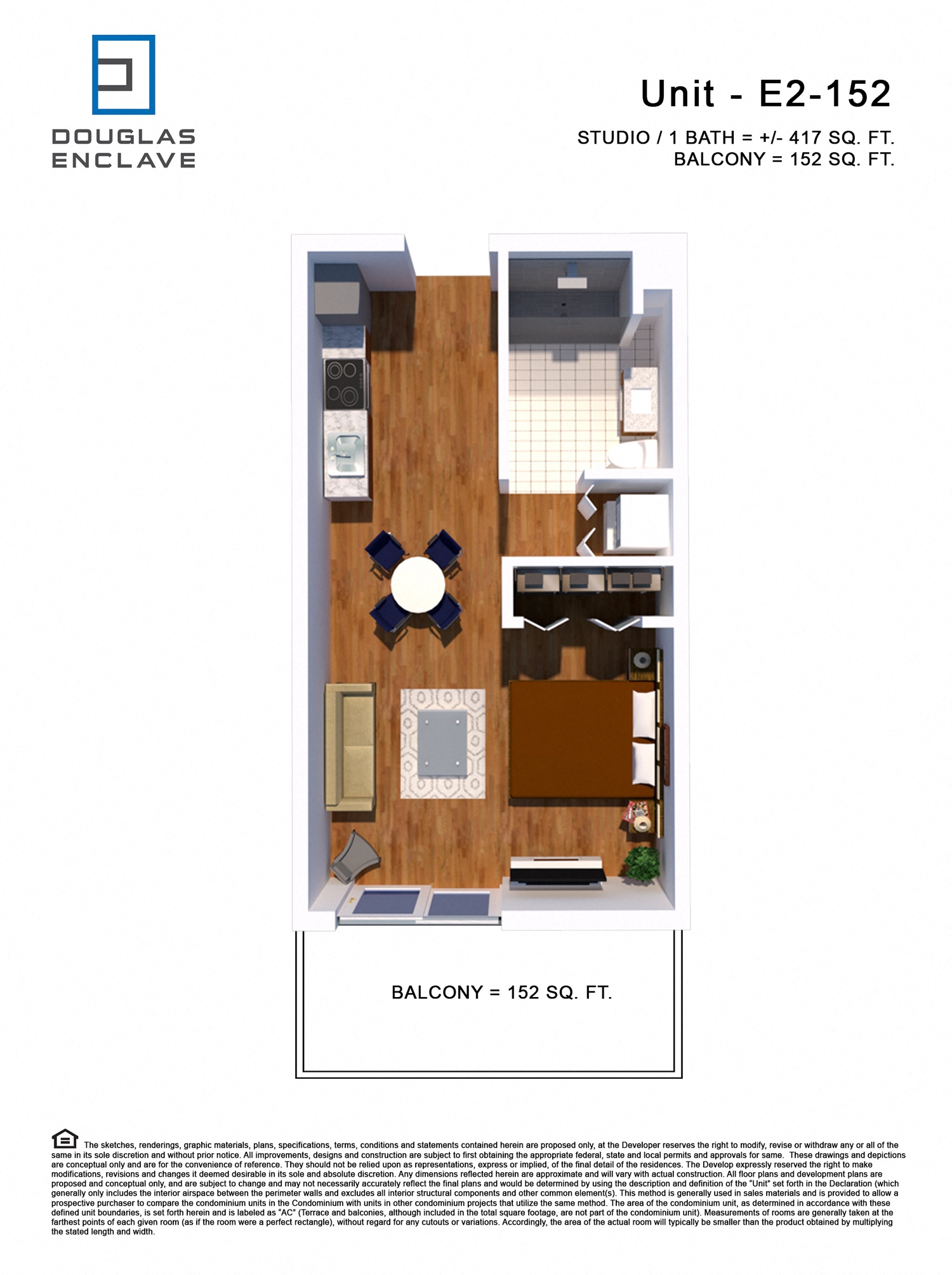 Studio 1 bath floor plan N at Douglas Enclave - Opening February 2023, Florida, 33125