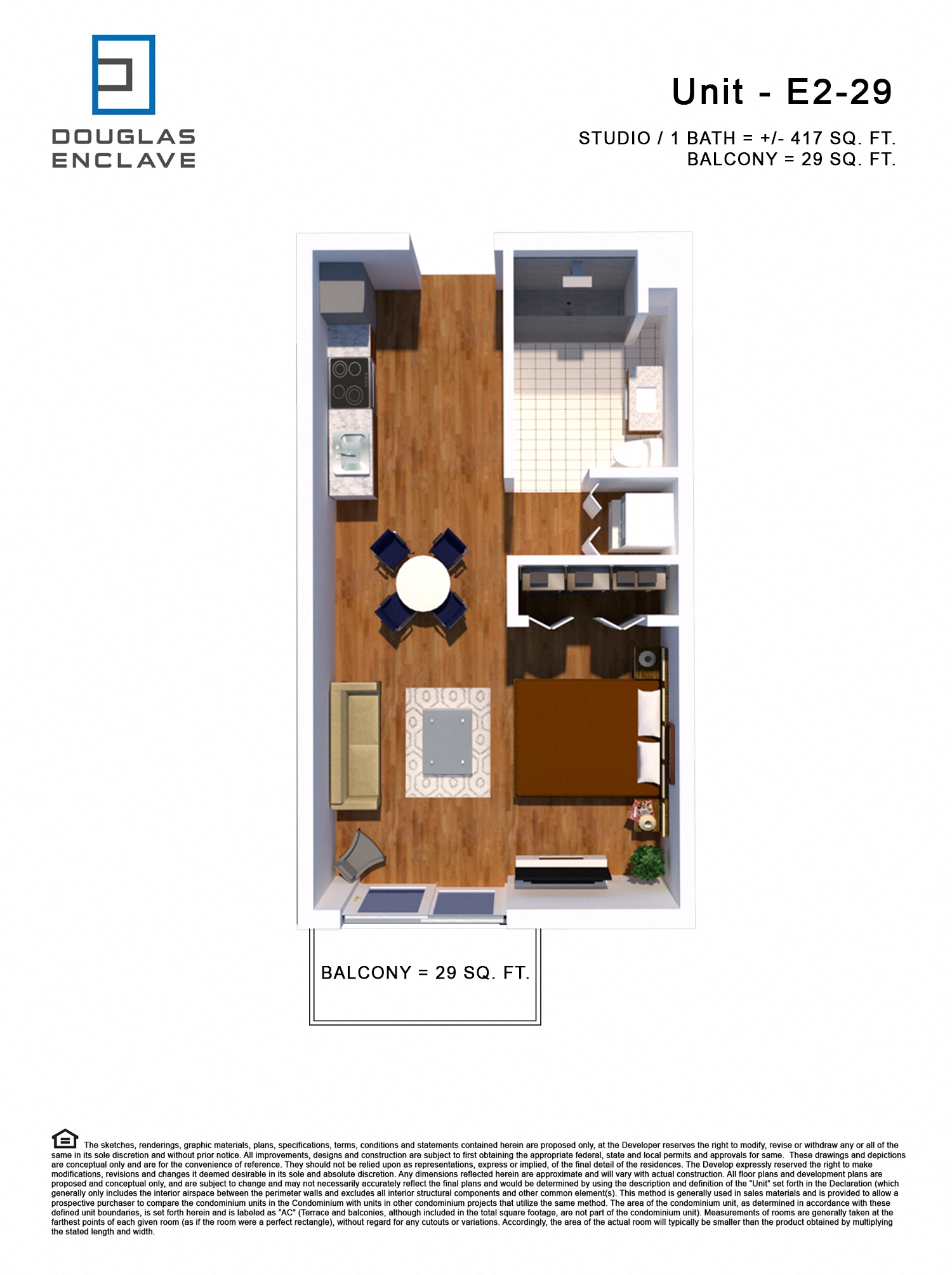 Studio 1 bath floor plan Pat Douglas Enclave - Opening February 2023, Miami, FL