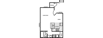Studio Floor Plan at Butterfield Apartments, Flagstaff AZ 86004
