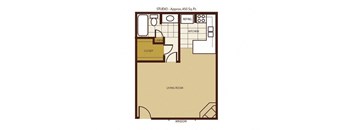 Studio Floor Plan at Mountain View Villa Apartments, Cottonwood