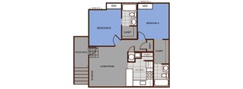 Two Bedroom Floor Plan at Highland Village Apartments, Flagstaff, AZ