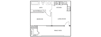 1 Bed Floor Plan at Rio Verde Apartments, Cottonwood, AZ, 86326