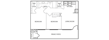 2 Bed Floor Plan at Rio Verde Apartments, Cottonwood, AZ