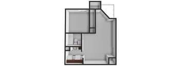 A black and white image of a house layout.
