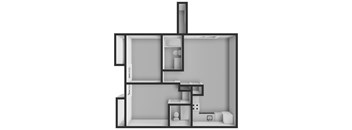 A black and white image of a house layout.