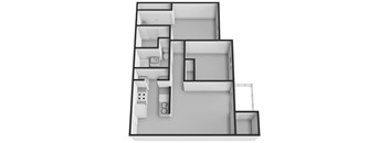 A black and white image of a house layout.