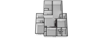 A black and white image of a house layout.