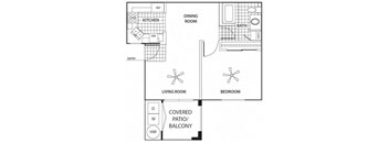 One Bedroom Floor Plan at Sagewood Apartments, Arizona, 86326