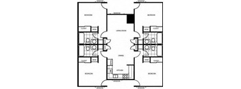 Four Bedroom Floor Plan at Pine View Village Apartments, Flagstaff, 86001