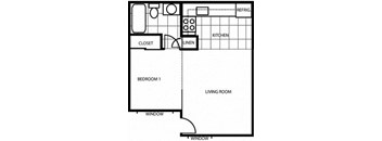 Studio Floor Plan at Pine View Village Apartments, Flagstaff, Arizona