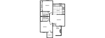 Two Bedroom Floor Plan at University Square Apartments, Flagstaff, Arizona