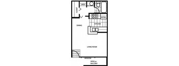 Studio Floor Plan at University Square Apartments, Flagstaff, 86001