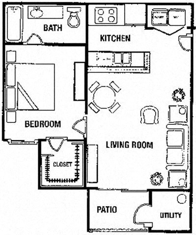 a floor plan of a house with two bedrooms and a living room