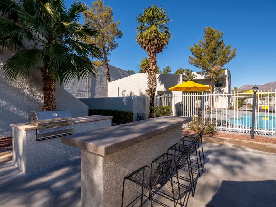our apartments showcase an outdoor kitchen