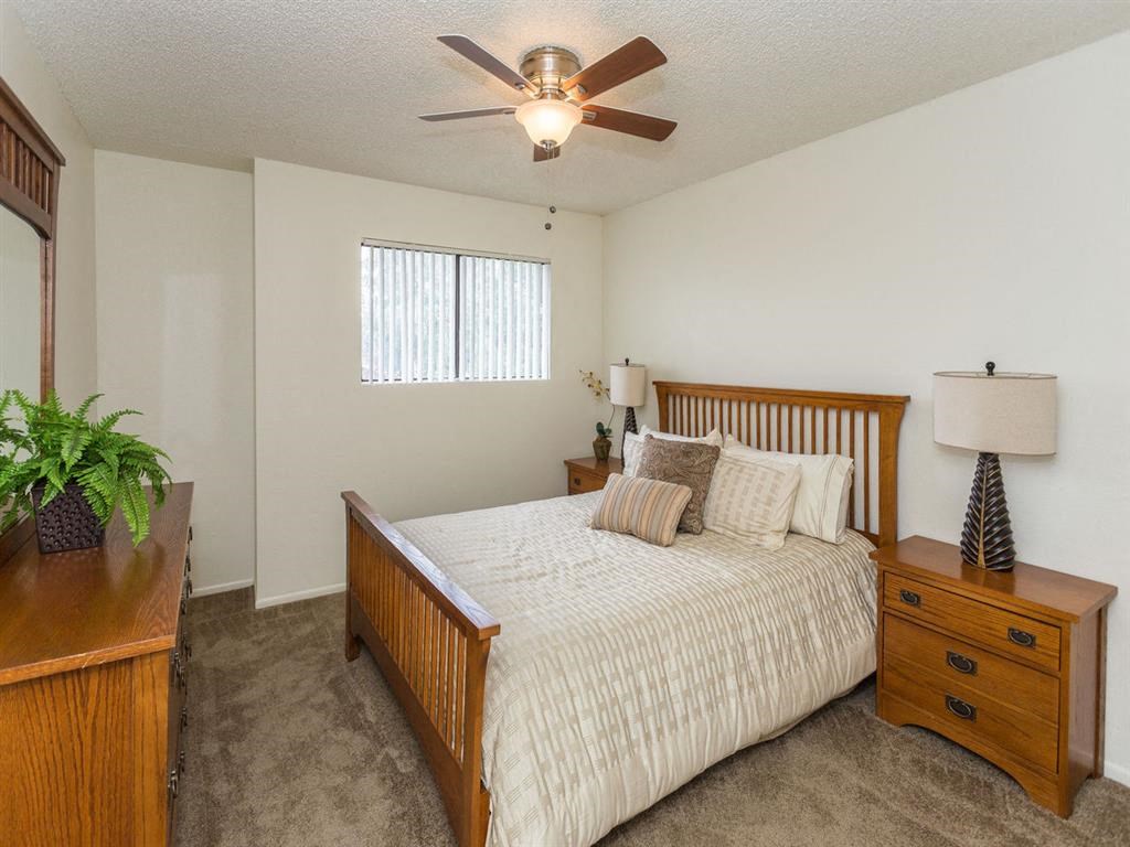 Comfortable Bedroom With Large Window at Country Club Meadows Apartments, Flagstaff, AZ