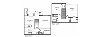 2 Bedroom 2 Bathroom Floor Plan at Country Club Meadows Apartments, Arizona, 86004