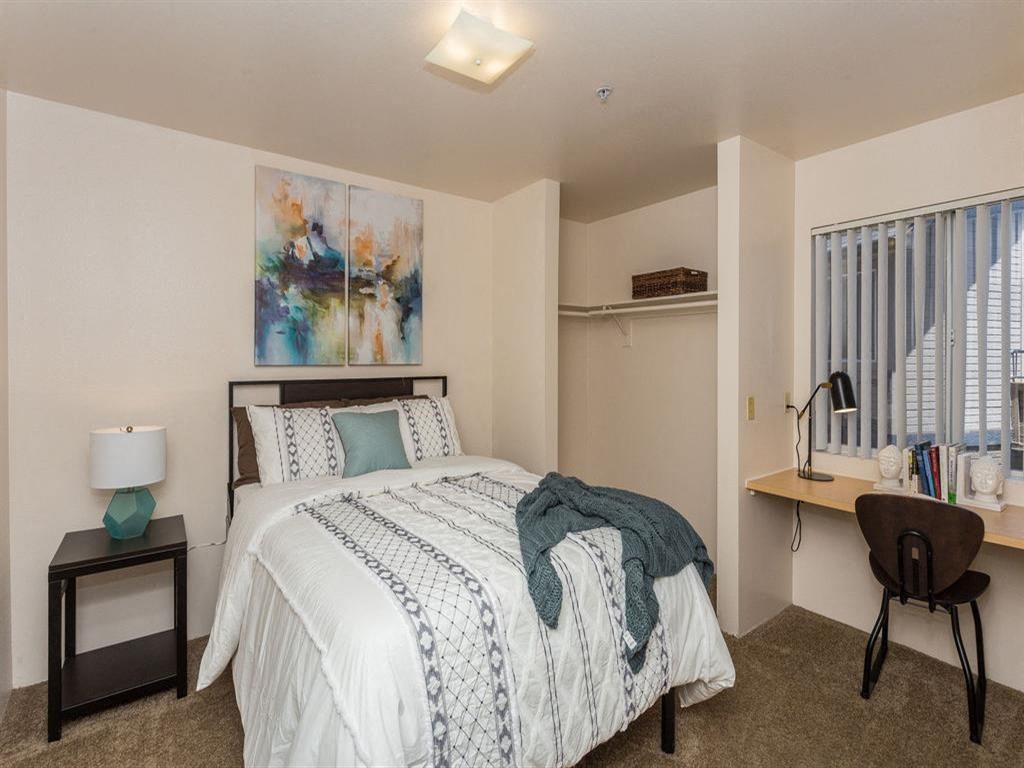 Bedroom With Adequate Storage at Highland Village Apartments, Flagstaff, AZ, 86001