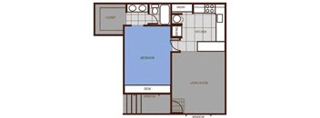 One Bedroom Floor Plan at Highland Village Apartments, Arizona