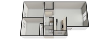 A 3D image of a house layout.