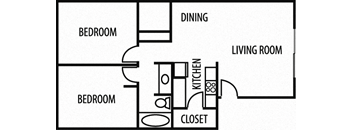 a floor plan of a house with a bedroom and a living room