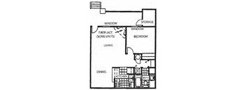 1 Bedroom Floor Plan at Butterfield Apartments, Flagstaff, AZ 86004