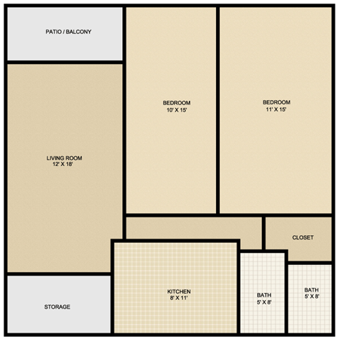 a floor plan of a two bedroom apartment