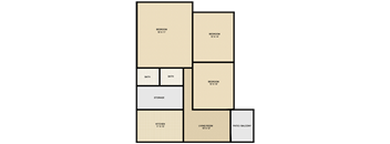 a floor plan of a home with a green wall and a yellow and white color scheme
