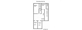 a diagram of a three bedroom floor plan