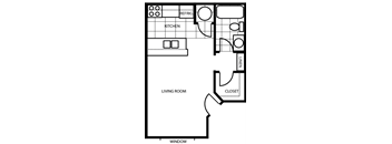 Studio Floor Plan at Woodlands Village Apartments, Arizona