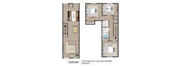 the daffodil floor plan with 3 bedrooms