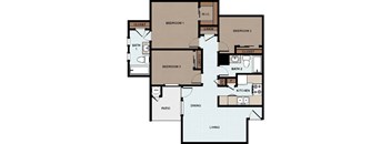 3 Bedroom, 2 Bathroom Floor Plan