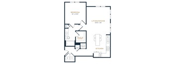 a floor plan of a bedroom apartment at 55 Fifty at Northwest Crossing, Houston Texas