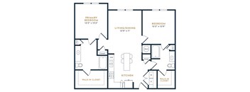 a floor plan of a two bedroom apartment at 55 Fifty at Northwest Crossing, Houston