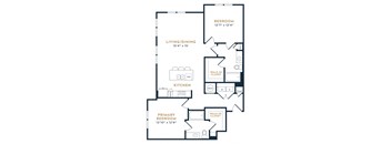 a floor plan of a two story house with a garage and an open concept kitchen and living at 55 Fifty at Northwest Crossing, Texas