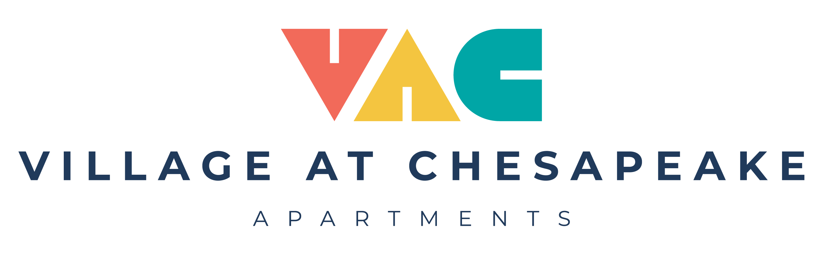 The image is a logo for Village at Chesapeake, a part of apartments.