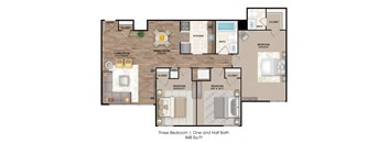 a floor plan of one and half baths