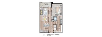 700 Square Foot One Bedroom Apartment Floor Plan