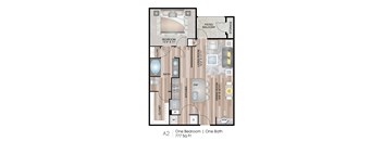 777 Square Foot One Bedroom Apartment Floor Plan