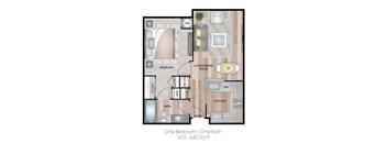 a floor plan of one bedroom unit one bath