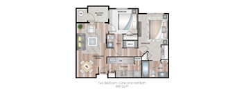 a floor plan of two bedroom one and half baths